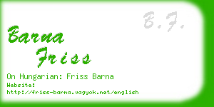 barna friss business card